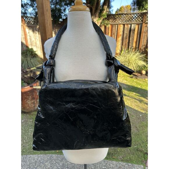 KASSL Editions Bag Lady Leather Lacquer Black Knotted Handle - Picture 4 of 13